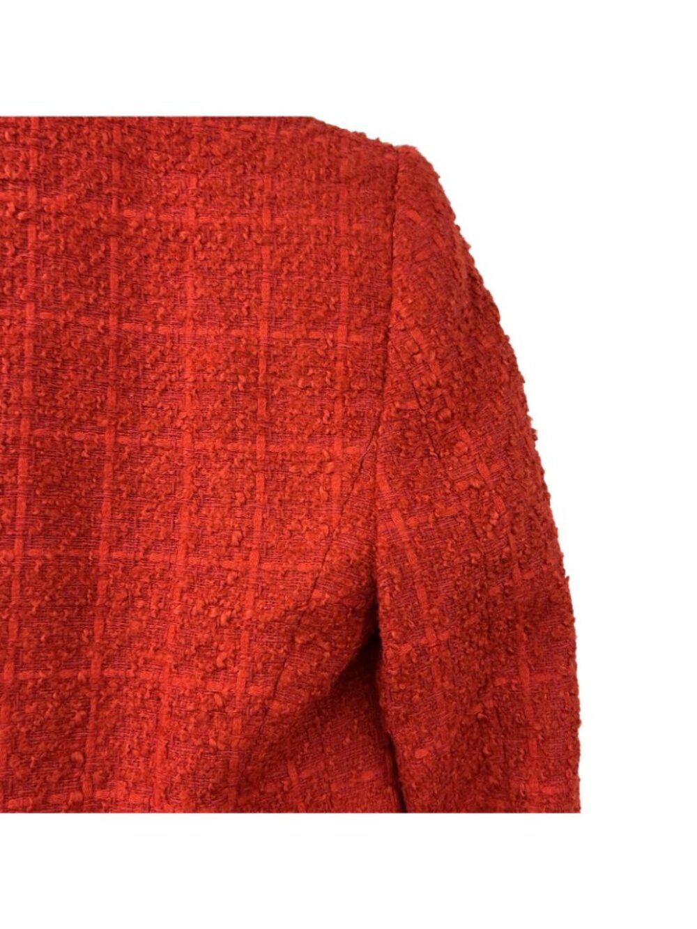 ZARA Red Tweed Boucle Double Breasted Blazer Jacket Womens XS Textured Cotton - Picture 13 of 16